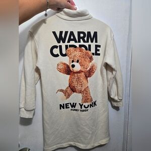 Girls Teddy Bear Dress - Cream